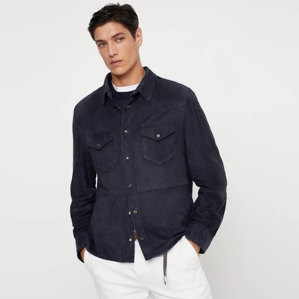 ✨브루넬로쿠치넬리 남성 가죽 셔츠 - Brunello Cucinelli Mens Leather Shirt - brc2228x