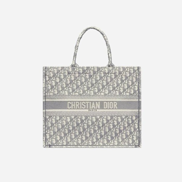 ✨디올 여성 그레이 오블리크 자수 북 토트백 라지 - Dior  Oblique Embroidery Tote Bag- di2584z