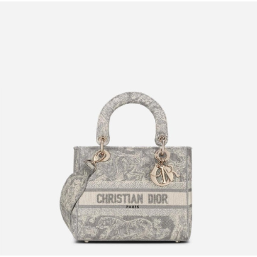❤디올 여성 레이디 D-LITE 미디움 그레이 자수 백 - Dior Lady Medium Embroidery Bag- di2609z