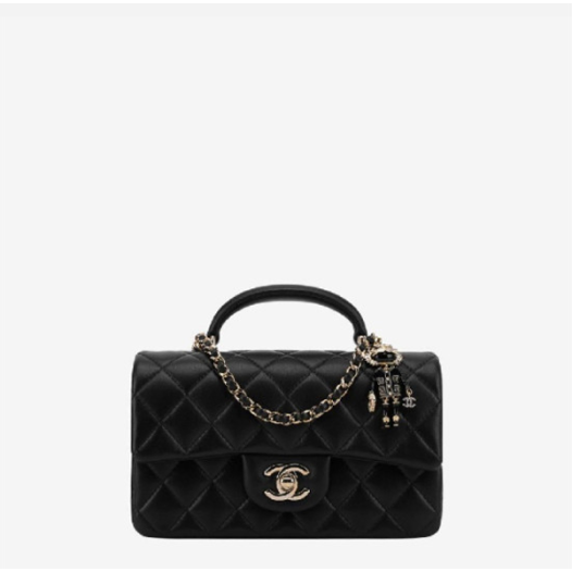 ❤샤넬 뉴미니 플랩백 탑핸들 램스킨 블랙 골드 - Chanel Nu Mini Torre Handle Lambskin Bag - ch2647z