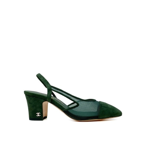 ✨샤넬 여성 미들힐 슬링백 - Chanel Womens Green Slingback - chs1433x