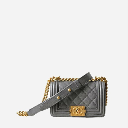 ❤샤넬 보이백 미니 캐비어 그레이 골드- Chane Boy Bag Mini Caviar Bag - ch2668z
