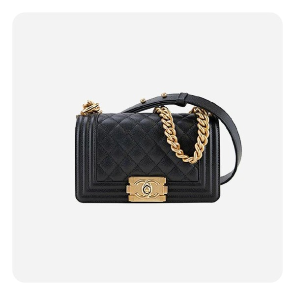 ✨샤넬 보이백 미니 캐비어 블랙 골드 - Chane Boy Bag Medium Caviar Bag - ch2672z