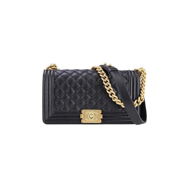 ✨샤넬 보이백 미디움 캐비어 블랙 골드 - Chane Boy Bag Medium Caviar Bag - ch2673z