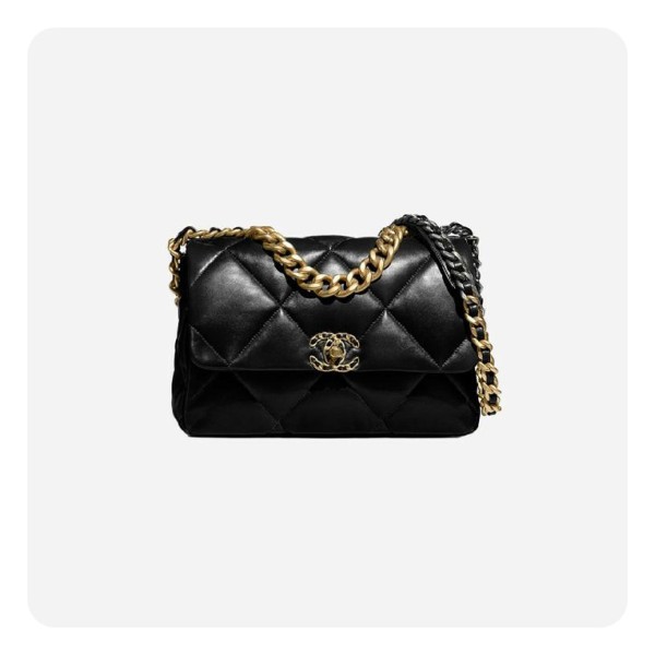 ✨샤넬 19 플랩백 램스킨 라지 블랙 골드 - Chane19 Flap Bag Lamb skin Large Bag - ch2686z
