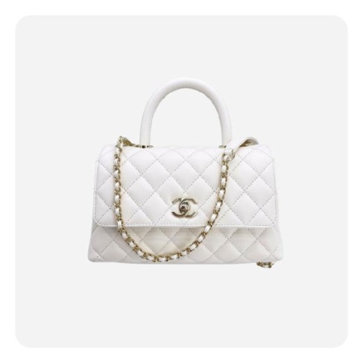 ❤샤넬 코코핸들 스몰 화이트 골드- Chane Coco Handle Small Bag - ch2697z