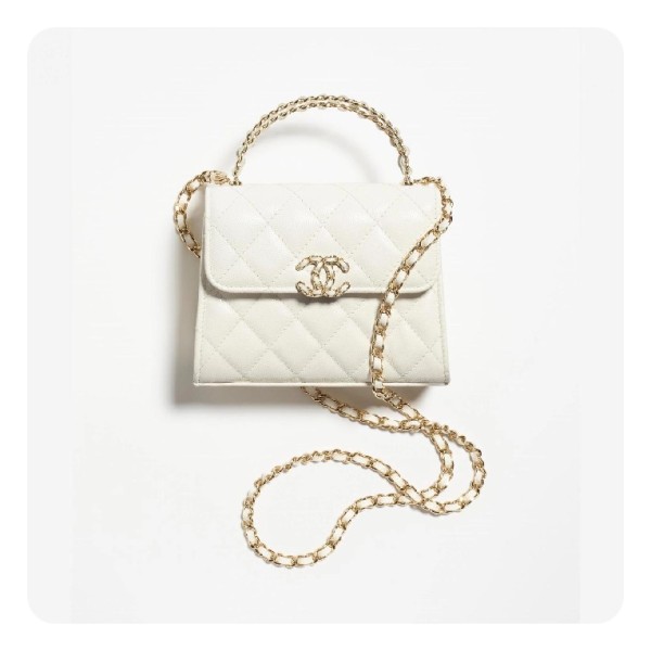 ✨샤넬 23켈리 화이트 미니 그레인드 샤이니 카프스킨 AP3237 - Chane 23 Kelly Mini Grained Shiny Calfskin Bag - ch2727z