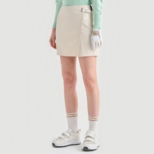 ❤[LANVIN BLANC] 랑방블랑 여성 페이크 레더 퍄널 랩 스커트 - gol1356x