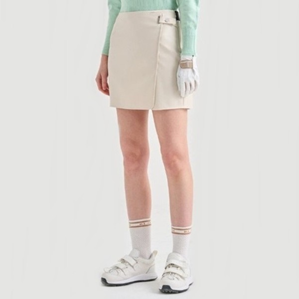 ✨[LANVIN BLANC] 랑방블랑 여성 페이크 레더 퍄널 랩 스커트 - gol1356x