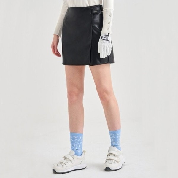 ✨[LANVIN BLANC] 랑방블랑 여성 페이크 레더 퍄널 랩 스커트 - gol1357x