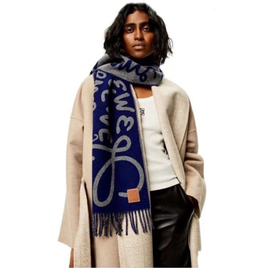 ❤로에베 남/녀 양면 머플러 - Loewe Unisex Navy Muffler -acc2659x