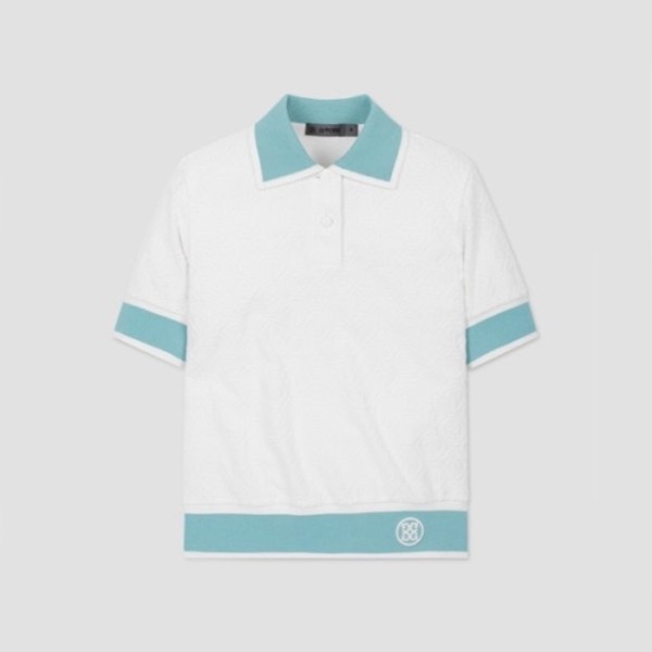 ✨[G/FORE] 지포어 여성 테리 자카드 쇼츠 슬리브 폴로 - gol1627x