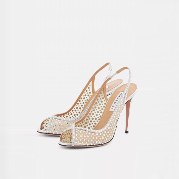 ✨아쿠아주라 여성 크리스탈 슬링백 - Aquazzura Womens Crystal Slingback - aqs5813x