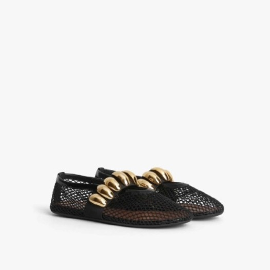 ❤알라이아 여성 피시넷 쥬얼 발레 플랫 슈즈 - Alaia Womens Fishinet Jewel Ballet Flat Shoes - als6251x