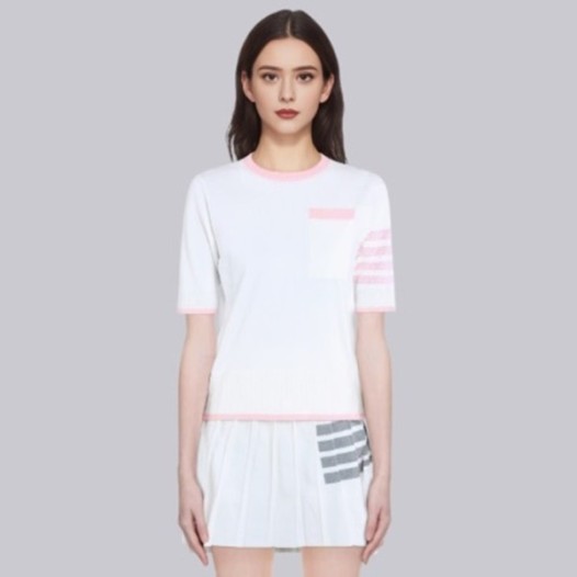 ❤톰브라운 여성 라운드 니트 반팔티 - Thom Browne Womens Round Knit - thc7574x