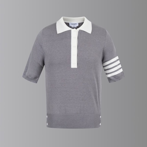 ✨톰브라운 여성 폴로 니트 반팔티 - Thom Browne Womens Polo Knit - thc7666x