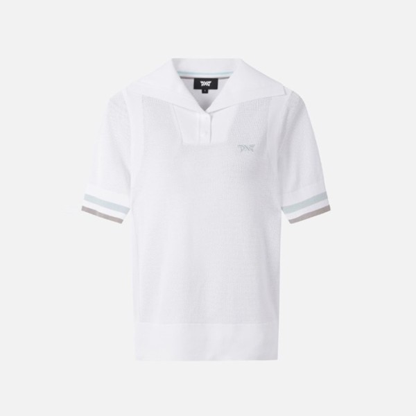 ✨PXG 여성 썸머 포인트 카라 숏 슬리브 니트 - gol1719x