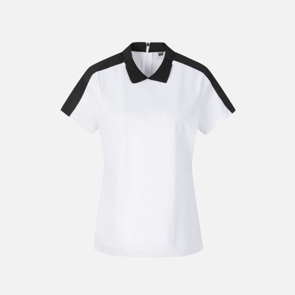 ✨PXG 여성 썸머 컬러 블럭 퍼포레이티드 카라 티셔츠 - gol1744x