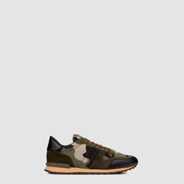 ✨발렌티노 남성 라미네이트 가공 카무플라주 느와르 락러너 스니커즈 - Valentino Mens Laminated Camouflage Noir Rockrunner Sneakers - vas7560x