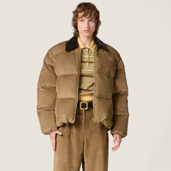 ✨미우미우 여성 코듀로이 나파 가죽 다운 재킷 - Miumiu Womens Corduroy Nappa Leather Down Jacket - mic8440x