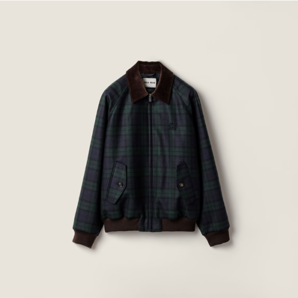 ✨미우미우 여성 체크 트윌 블루종 자켓 - Miumiu Womens Flanner Twill Blouson Jacket - mic8631x