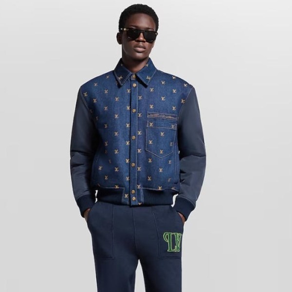 ✨루이비통 남성 업사이클링 데님 바시티 자켓 - Louis vuitton Mens Upcycled Denim Varsity Jacket - lvc8994x