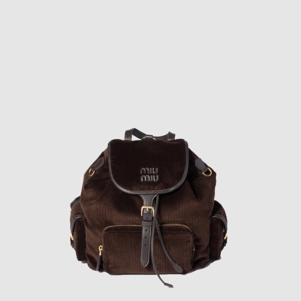 ✨미우미우 여성 코듀로이 백팩 - MiuMiu Womens Corduroy Backpack - mib12608x