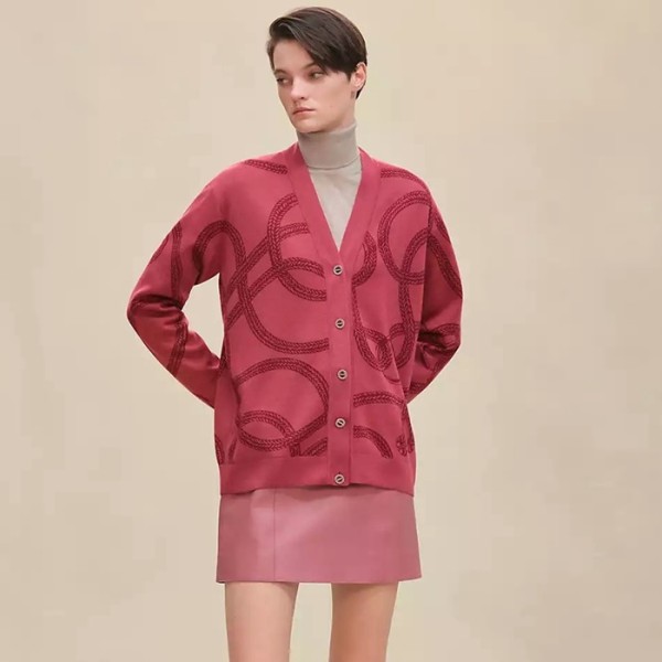 ✨에르메스 여성 브이넥 가디건 - Hermes Womens V-neck Cardigan - hec12718x
