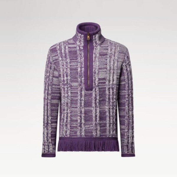 ✨루이비통 남성 스트라이프드 자카드 하프 지퍼 스웨터 - Louis vuitton Mens Striped Jacquard Half-zip Sweater - lvc12823x