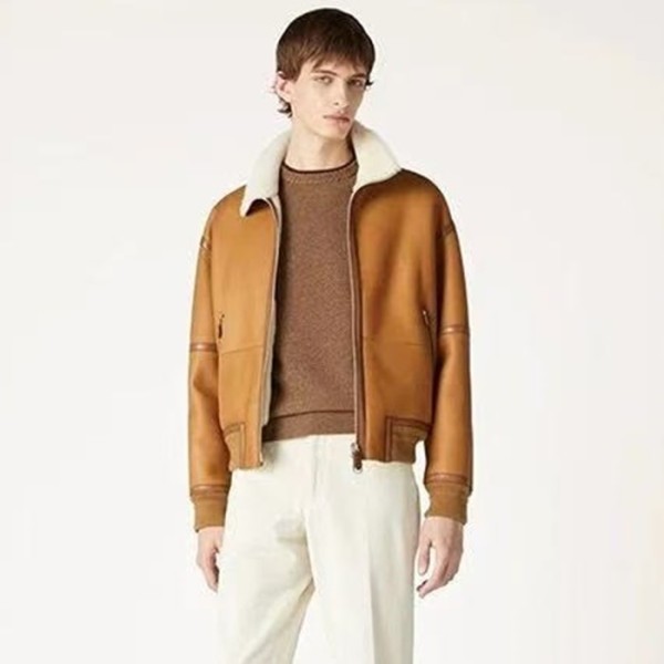 ✨로로피아나 남성 가죽 봄버 자켓 - Loro Piana Mens Leather Jacket - lpc12843x