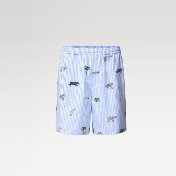 ✨루이비통 남성 다즐링 리미티드 자수 스트라이프 쇼츠 - Louis vuitton Mens Darjeeling Limited Embroidered Striped Shorts - lvc13731x