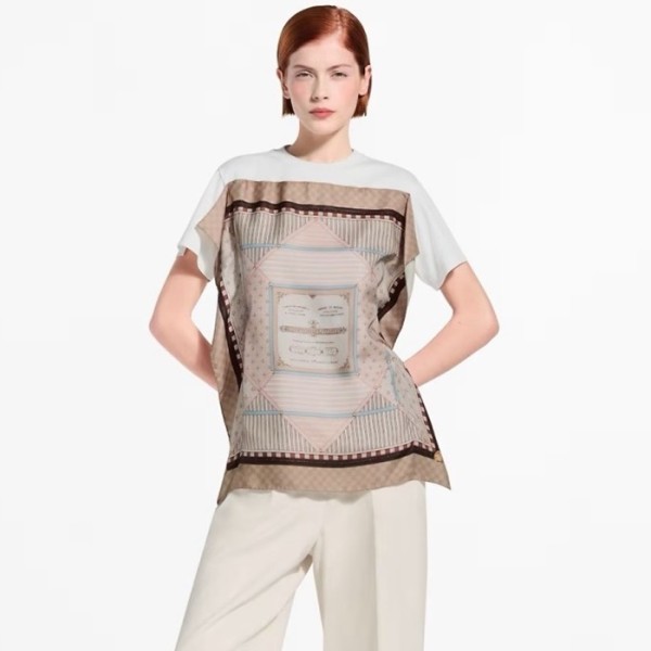 ✨루이비통 여성 트렁크 스카프 앞면 티셔츠 - Louis vuitton Womens Trunk Scarf Front Tshirt - lvc14098x