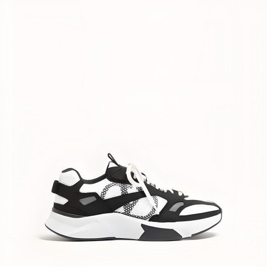 발렌티노 데미비 스웨이드 디테일 메시 패브릭 남여 스니커즈 화이트 블랙 Valentino