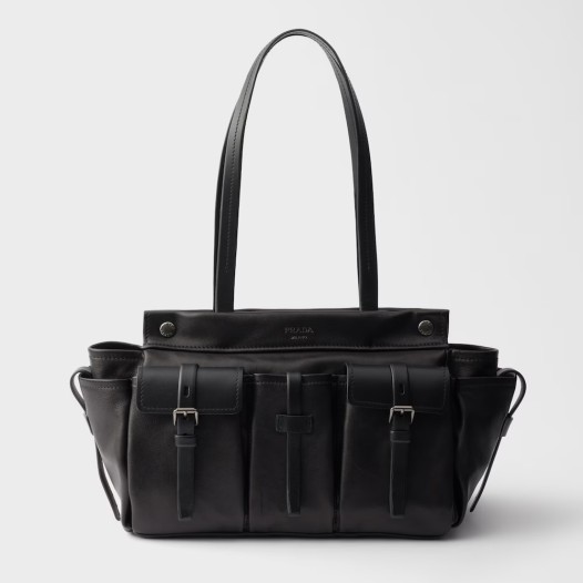 프라다 소희 이세영 카리나 루트 라지 가죽 남여 토트백 블랙  Prada Womens Root Large Leather Tote Bag