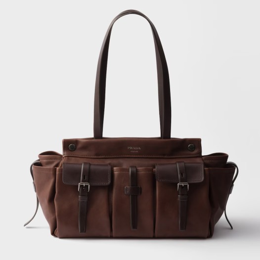프라다 소희 이세영 카리나 루트 라지 가죽 남여 토트백 코코 브라운  Prada Womens Root Large Leather Tote Bag