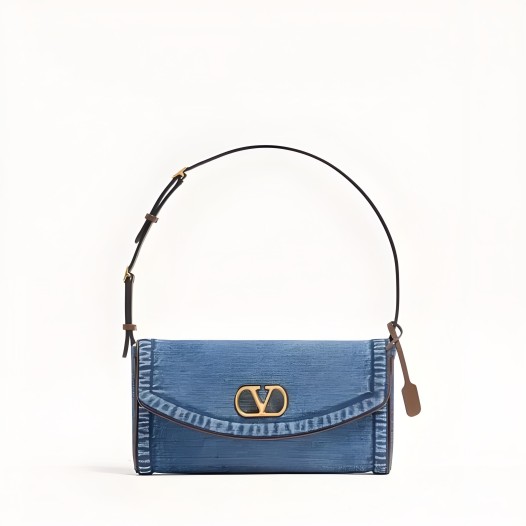 발렌티노 트와이스 지효 가라바니 드베인 스몰 데님 숄더백 블랙 Valentino Womens