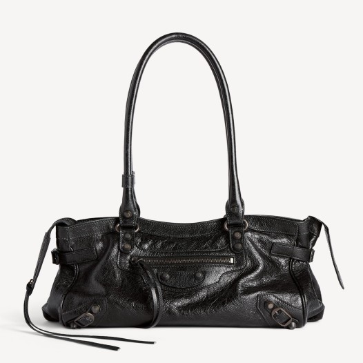 발렌시아가 올데프 애니 르 시티 백 이스트 웨스트 백 블랙 램스킨 Balenciaga Womens Shoulder Bag