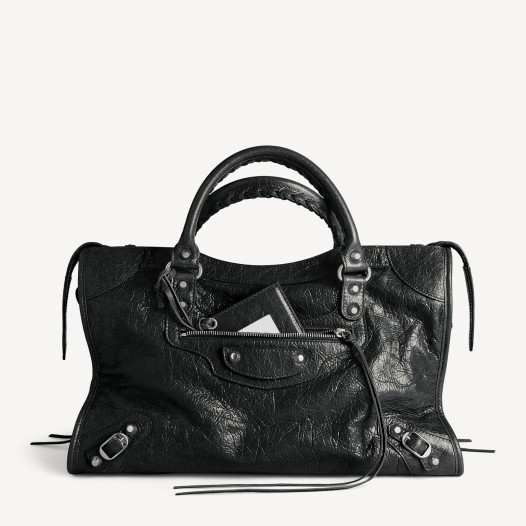 발렌시아가 르 시티 백 미디엄 블랙 샤이니 실버장식   Balenciaga Womens Medium