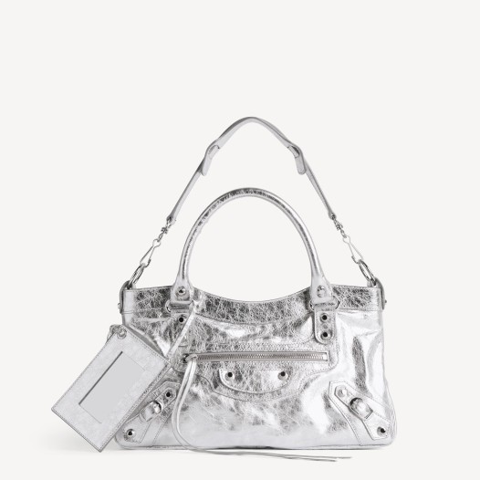 발렌시아가 여성 르 시티 퍼스트 백 실버 샤이니 실버 장식 Balenciaga Womens Le City First Bag