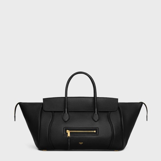 셀린느 여성 뉴 미디엄 러기지 서플 샤이니 램스킨 블랙 Celine Womens Medium New Luggage