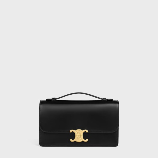 셀린느 여성 미디엄 트리옹프 폴리오 샤이니 카프스킨 블랙 Celine Womens Medium