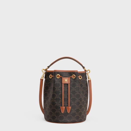셀린느 틴 클라라 스몰 버킷 백 트리옹프 캔버스 & 카프스킨 Celine Womens