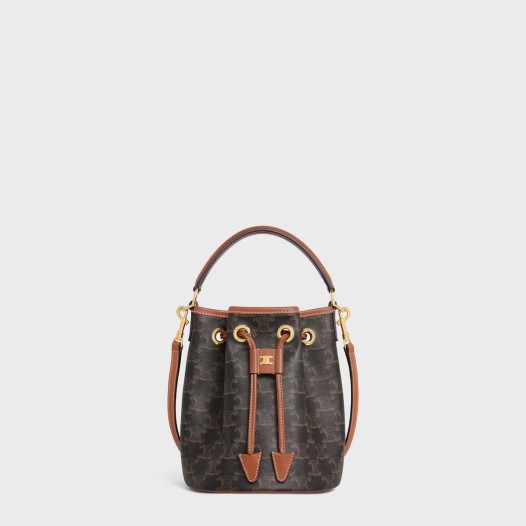 셀린느 틴 클라라 미니 버킷 백 트리옹프 캔버스 & 카프스킨 Celine Womens Clara Bag