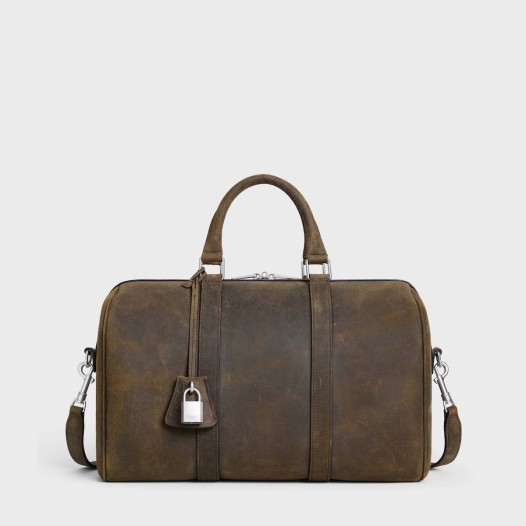 셀린느 라지 보스턴 왁스드 이펙트 스웨이드 카프스킨 브라운 Celine Travel Bag
