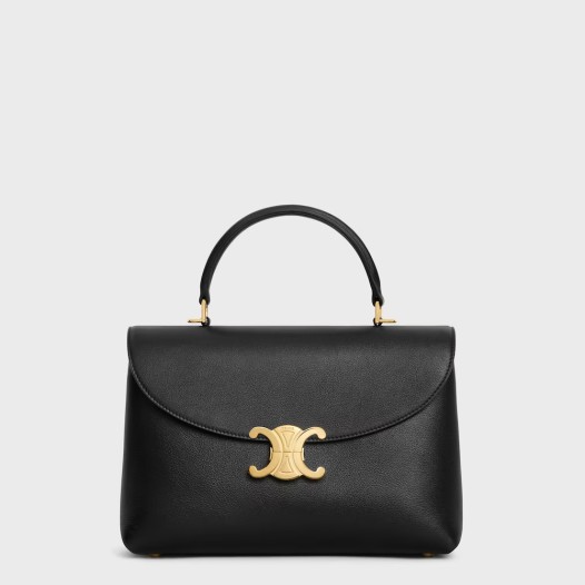 셀린느 미디엄 틴 니노 백 서플 그레인 카프스킨 블랙 Celine Womens Kelly Bag
