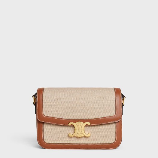 셀린느 클래식 트리옹프 백 캔버스 & 카프스킨 색상 내추럴 탠 Celine Womens