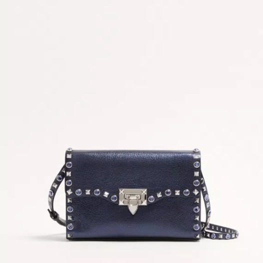 발렌티노 가라바니 락스터드 카보숑 스톤 라미네이트 가죽 스몰 크로스바디백 Valentino Womens Small Rockstud Bag