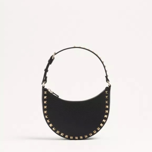 발렌티노 가죽 미니 락스터드 호보 백 블랙 Valentino Womens Small Rockstud Bag