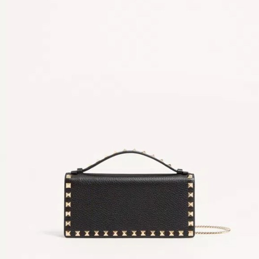 발렌티노 락스터드 가죽 체인 지갑 블랙 Valentino Womens Small Rockstud Bag