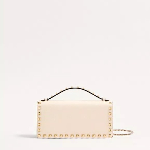 발렌티노 락스터드 가죽 체인 지갑 아이보리 Valentino Womens Small Rockstud Bag